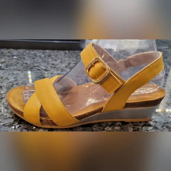 Naot, the Throne Wedge Sandals, Yellow (Marigold) Women's Size 7 (38) - Picture 8 of 11